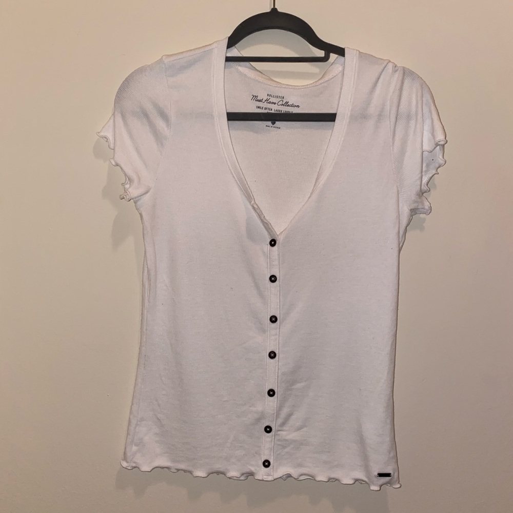 hollister white button up tee